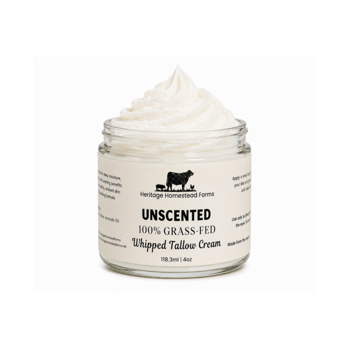 Unscented Whipped Tallow Cream - 4 oz.