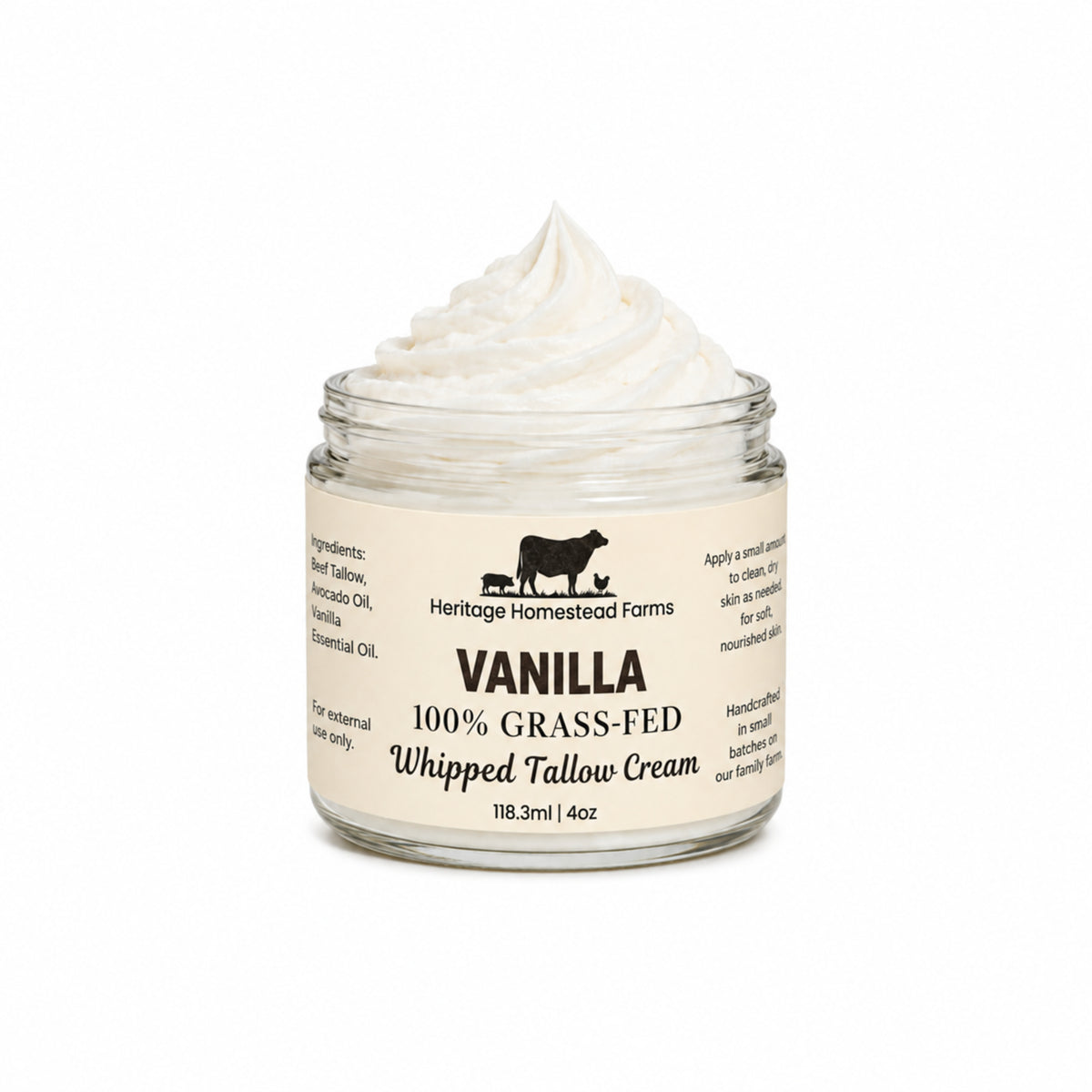 Vanilla Whipped Tallow Cream – 4 oz