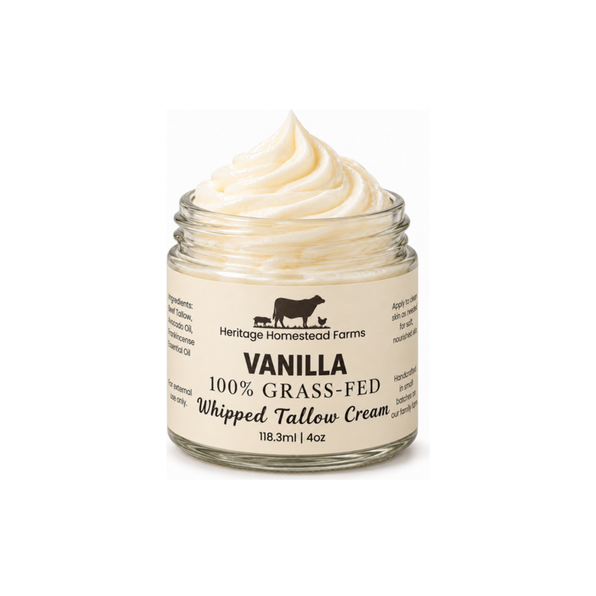 Vanilla Whipped Tallow Cream – 4 oz